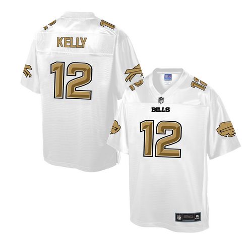 Men's Game Jim Kelly Nike Jersey White - #12 Pro Line Fashion NFL Buffalo Bills